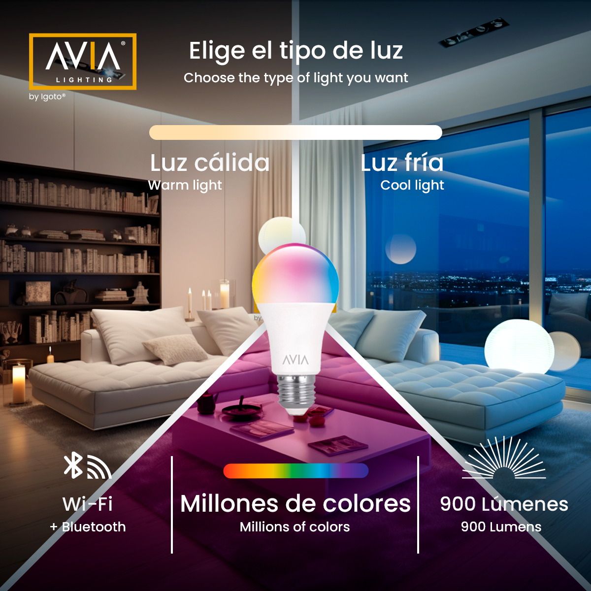 Paquete de 10 Focos Inteligentes Wifi 10w Avia Smarthome Dimeable Multicolor