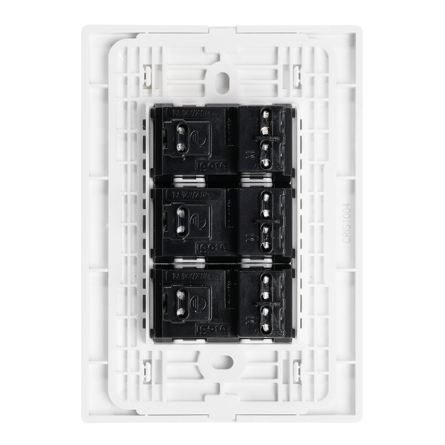 10 Placas armada cristal con 3 contactos sencillos de 1 módulo color blanco