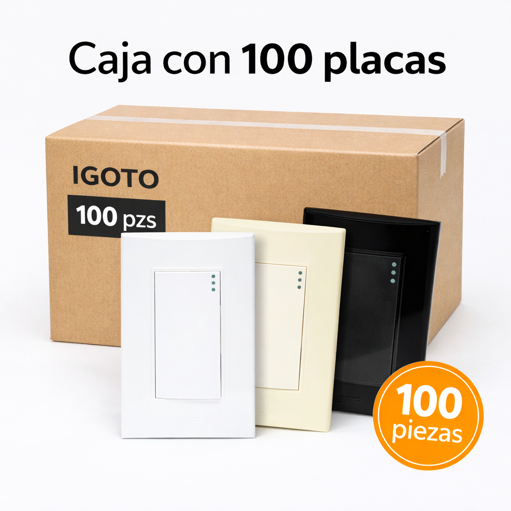 Caja con 100 Placas Con 1 Apagador, 8 X 12, Lugano Plus Color Blanco PB511
