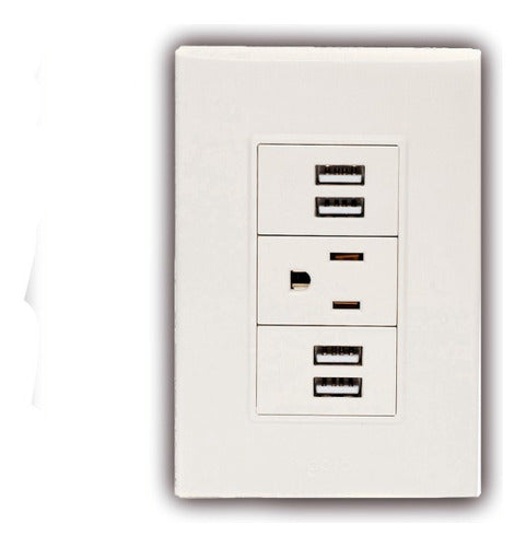 10 Pack Placa Con 4 Usb Y 1 Contacto Igoto Color Blanco Corriente Nominal 10 A Voltaje Nominal 250v