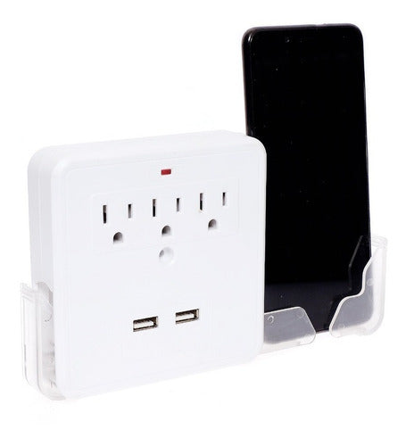 Igoto Am11 Multicontacto Triple Con Usb Y Entrada Para Cel Blanco