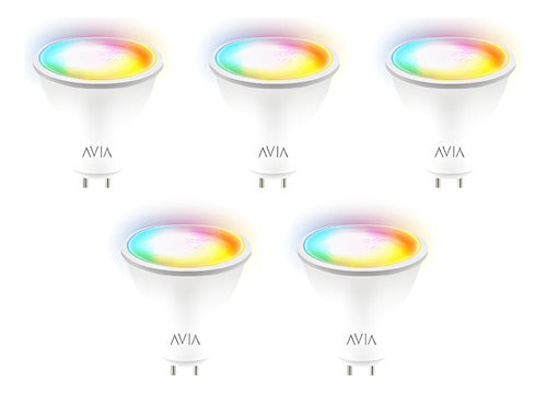 5 Pack Foco Led Dicroico 5w Rgb Gu5.3 Smarthome Avia Igoto Multicolor