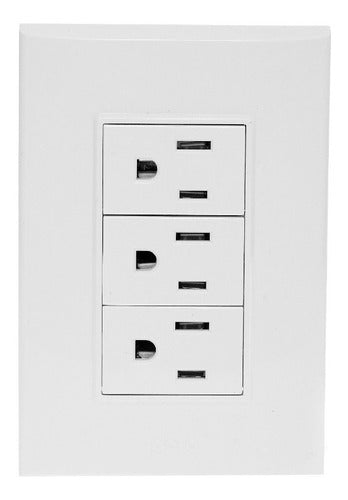 Placa Armada Con 3 Contactos 2p+t, 8 X 12 Cm Lugano Plus Color Blanco