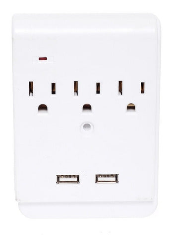 Multicontacto Triple Con 2 Entradas Usb Blanco Nom Igoto