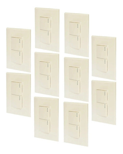 10 Pack Placa Armada Con 2 Apagadores Lugano Plus Igoto