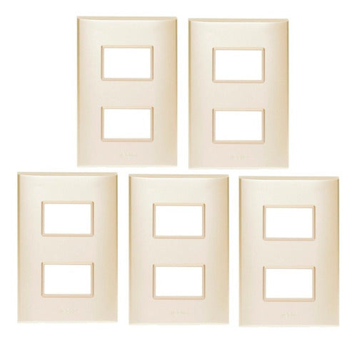 Pack 5 Placas Con 2 Módulos, Igoto Pb1202 Color Dorado