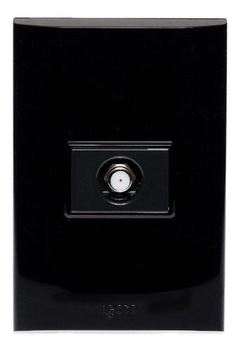 Placa Armada Con Toma Coaxial Tv 8 X 12, 15a Lugano Color Negro