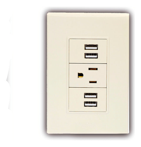 10 Pack Placa Con 4 Usb Y 1 Contacto Igoto Color Marfil Corriente Nominal 10 A Voltaje Nominal 250v