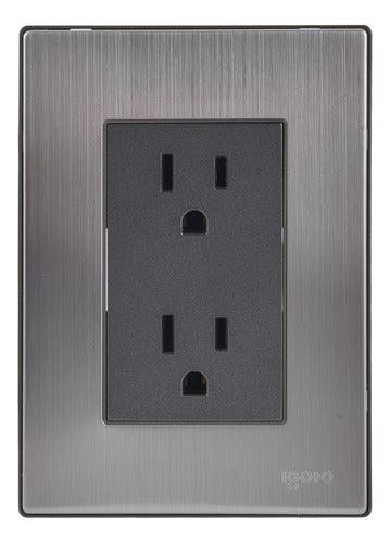 Placa Con Contacto Dúplex Igoto Color Plata- Oxford 15 A 125v Oxford