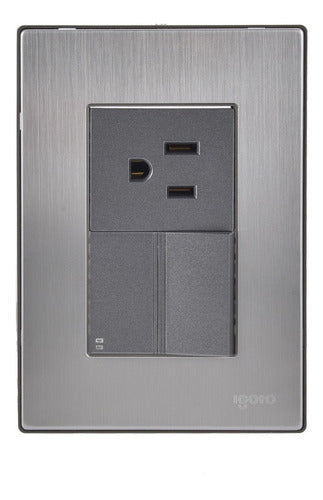Placa Armada Con 1 Apagador Escalera Y 1 Contacto De 1.5 Mód Color Oxford