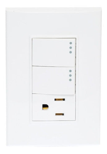 Placa Lugano De 2 Apagador Y 1 Contacto Blanco Igoto Corriente Nominal 15 A Voltaje Nominal 127v