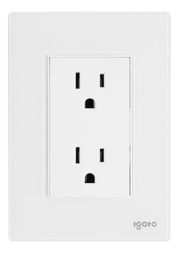 Placa Armada Contacto Duplex Cristal 125-250v Moderno Color Blanco Corriente Nominal 15 A Voltaje Nominal 125v