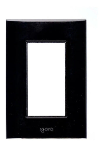 Placa 3 Módulos Polipropileno 8x12 Cm Negro Brilloso Negro