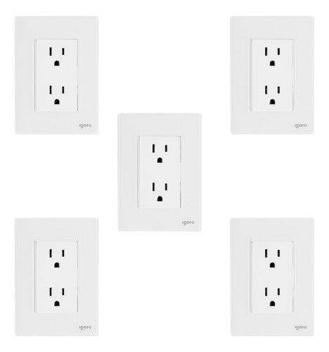 Pack 5 Placa Cristal Igoto Contacto Dúplex 125-250v Bl-ng