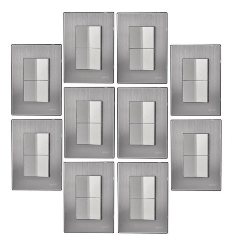 Placa Armada, 2 Apagadores Sencillos D 1.5 Módulos,10 Piezas