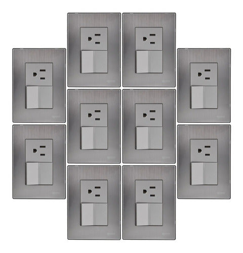 10pack Placa De 1 Apagador Y 1 Contacto De 1.5 Módulo