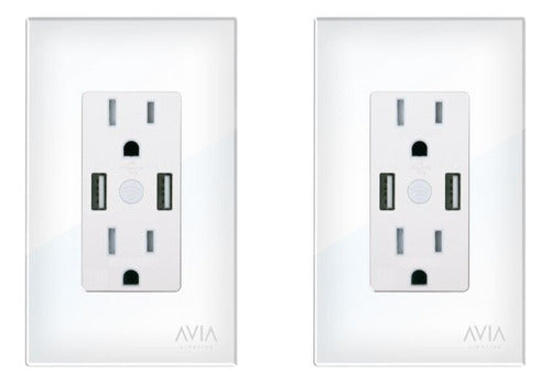 2 Pack Placa Duplex + 2 Puertos Usb Smart Home Avia Igoto