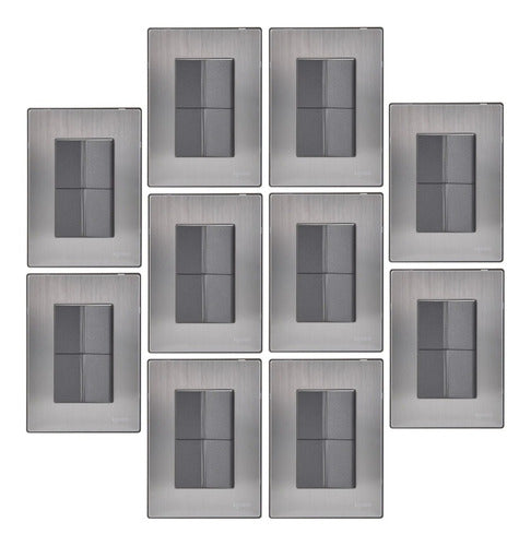 Placa Armada, 2 Apagadores Sencillos D 1.5 Módulos,10 Piezas
