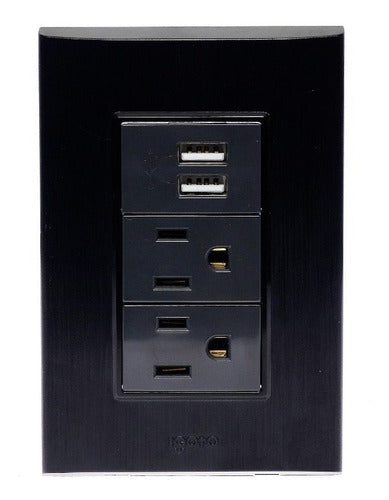 Placa Con 2 Puertos Usb Y 2 Contactos De Un Modulo Igoto