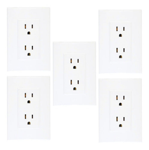 Kit De 5 Placas Armadas Con Contacto Dúplex 15a, Lugano Plus
