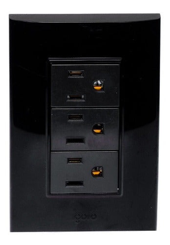 Placa Armada Con 3 Contactos 2p+t, 8 X 12 Cm Lugano Plus