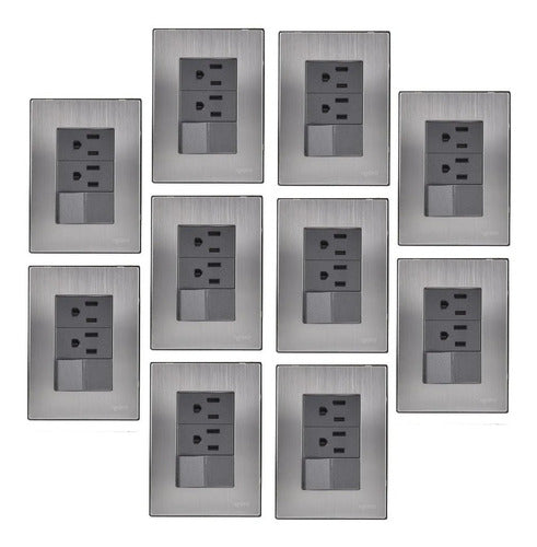 Placa Armada, 1 Apagador Y 2 Contactos D 1 Módulo, 10 Piezas