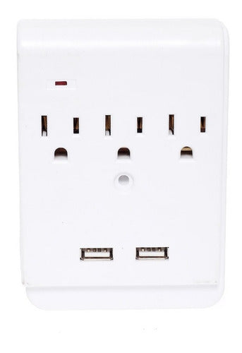 Igoto Am07 Multicontacto De 3 Entradas Con 2 Puertos Usb