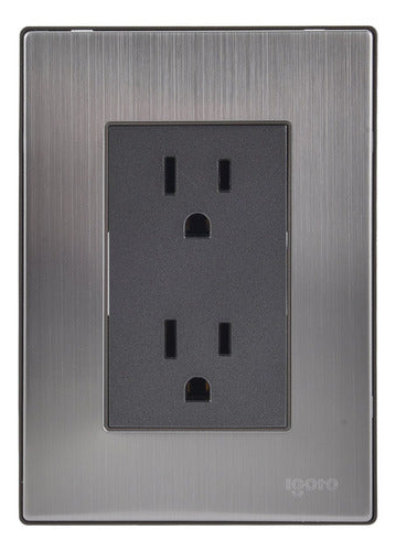5 Pack Placa Armada Inox Con Contacto Dúplex Oxford