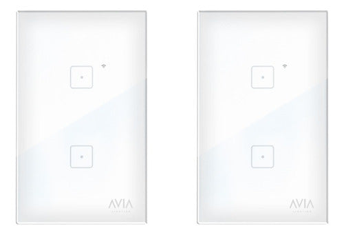 2 Pack Apagador De Pared Touch 2 Módulos Avia Smarthome Wifi