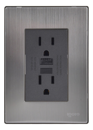 Pack 5 Placas Inox: Contacto Duplex Falla A Tierra Oxford
