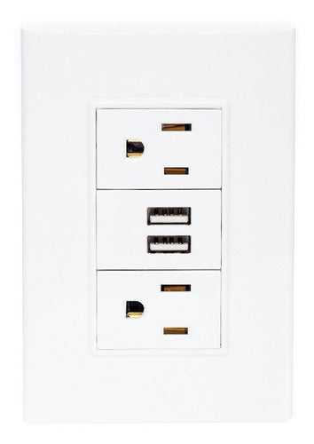 Placa Con 2 Usb Y 2 Contactos De Un Módulos Lugano Plus