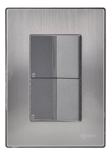 Pack 5 Placas Inox: 2 Apagadores Escalera 1.5 Módulos Oxford