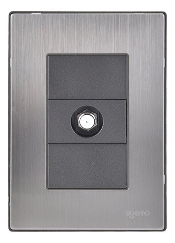 Pack 5 Placas Inox: Mecanismo Toma Coaxial Salida Tv Oxford