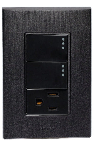 Placa De 3 Módulos, 2 Apagadores Y 1 Contacto 5 Pack