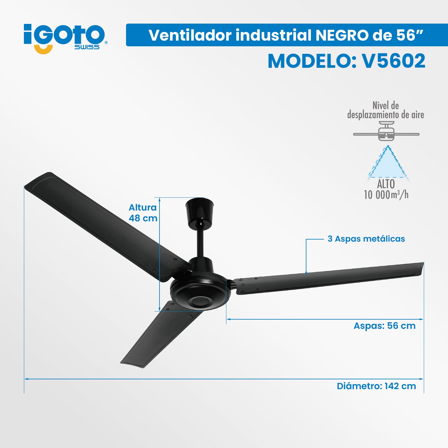 Ventilador Industrial Color Blanco 56 Igoto V5601